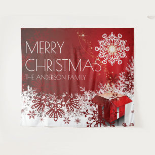 Christmas present surprise snowflake backdrop tapestry