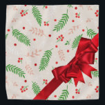 Christmas Present with Bow Bandana<br><div class="desc">Pet bed that looks like a wrapped Christmas present with a bright red bow. Has customizable present tag. Type your pet's name in the template before adding to cart.</div>