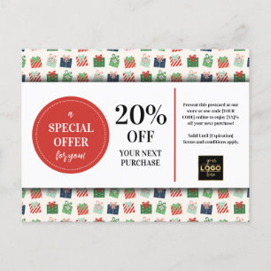 Christmas Presents Custom Coupon Discount  Postcard