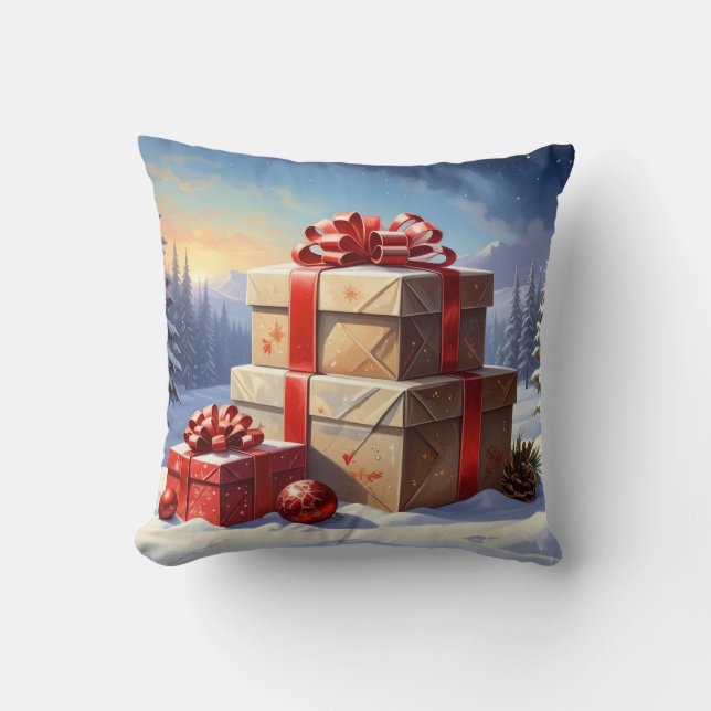 christmas presents throw pillow (Front)