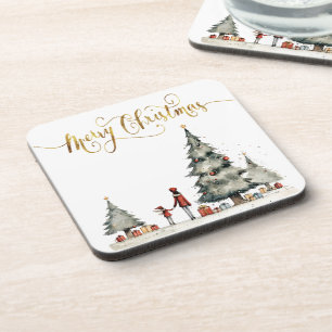 Christmas presents under the tree coaster
