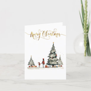 Christmas presents under the tree holiday card