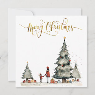 Christmas presents under the tree holiday card