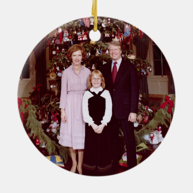 Christmas President James Jimmy Carter White House Ceramic Ornament (Back)