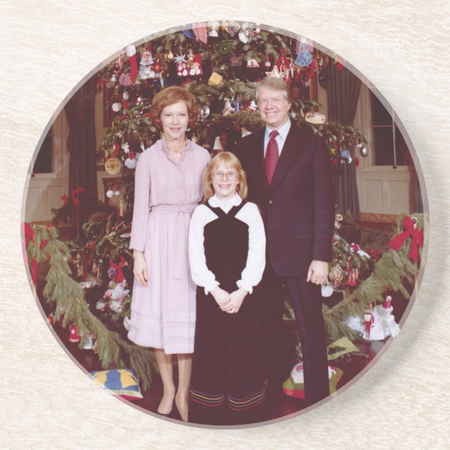 Christmas President James Jimmy Carter White House Coaster (Front)