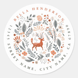 Christmas Pretty Deer Round Stickers