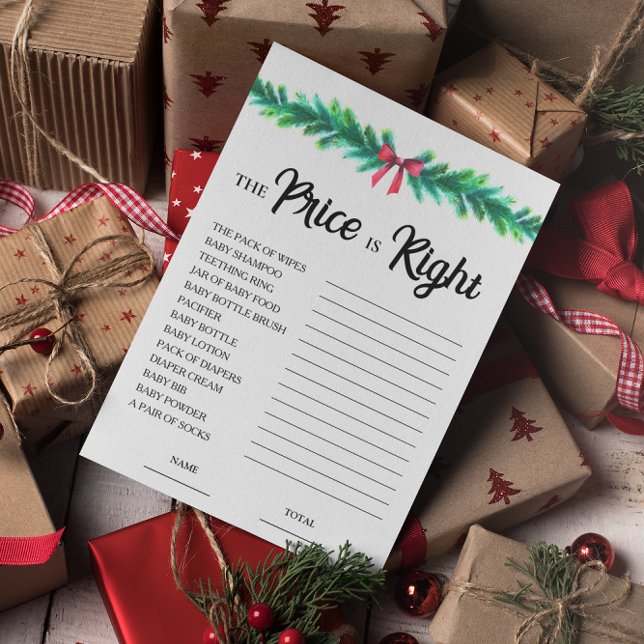 Christmas Price is Right Baby Shower Game Card  (Creator Uploaded)