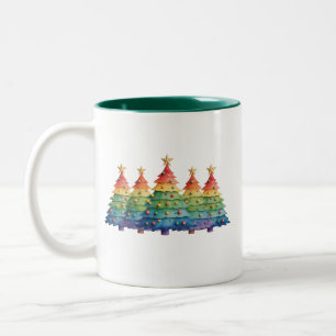 Christmas Pride Rainbow LGBTQ Equal Rights Gay  Two-Tone Coffee Mug