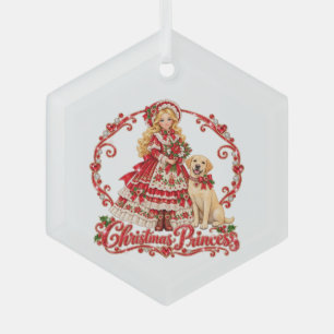 Christmas Princess and Pup Ornament