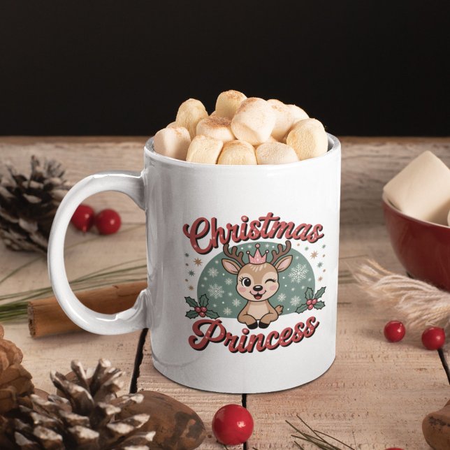 Christmas Princess | Cute Girly Reindeer Christmas Coffee Mug (Creator Uploaded)