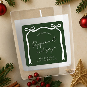 Christmas Product Label Whimsical Ribbon Bow Green