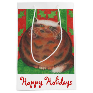 Christmas Pud Happy Holidays gift bag white