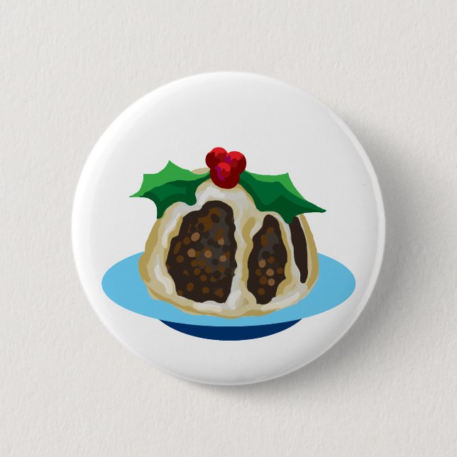 Christmas pudding 2 inch round button (Front)