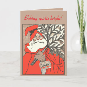 Christmas Pudding And Germanic Santa Vector Card