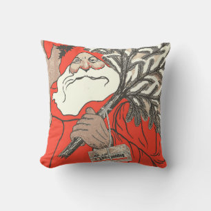 Christmas Pudding And Germanic Santa Vector Throw Pillow