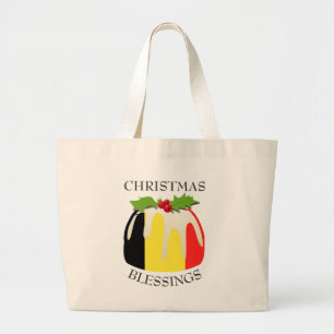 Christmas Pudding BELGIUM FLAG Large Tote Bag
