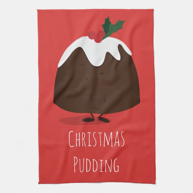 Christmas Pudding Cartoon Character Kitchen Towels (Vertical)