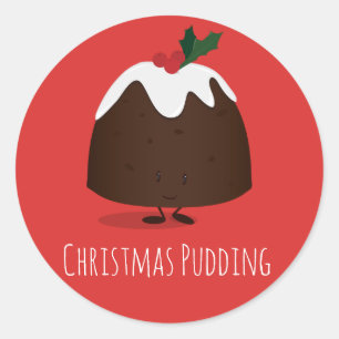 Christmas Pudding Cartoon Character   Sticker