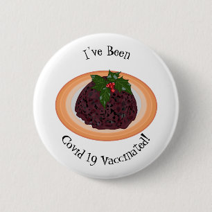 Christmas pudding cartoon illustration 2 inch round button