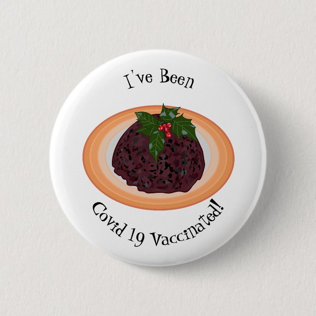 Christmas pudding cartoon illustration 2 inch round button (Front)