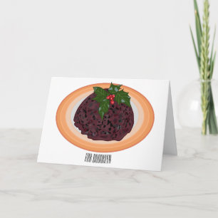 Christmas pudding cartoon illustration card