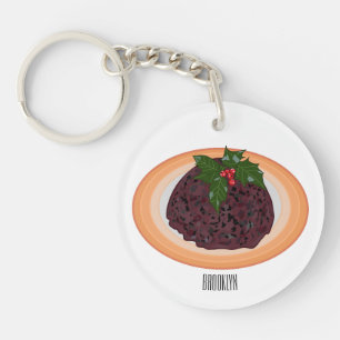 Christmas pudding cartoon illustration  keychain