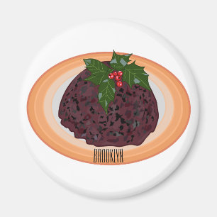 Christmas pudding cartoon illustration magnet
