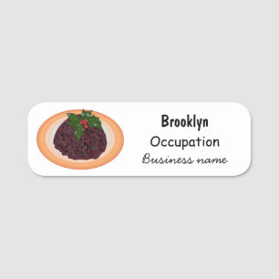 Christmas pudding cartoon illustration name tag