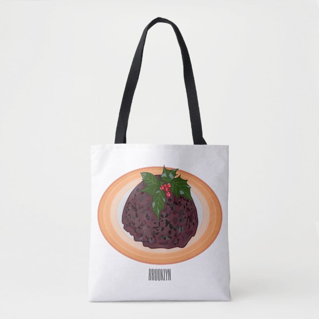 Christmas pudding cartoon illustration tote bag (Front)