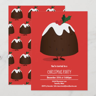 Christmas Pudding Character Holiday Invitation