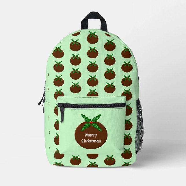 Christmas Pudding Custom Printed Backpack (Front)