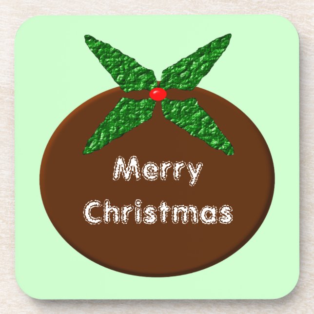 Christmas Pudding Customizable Coaster (Front)