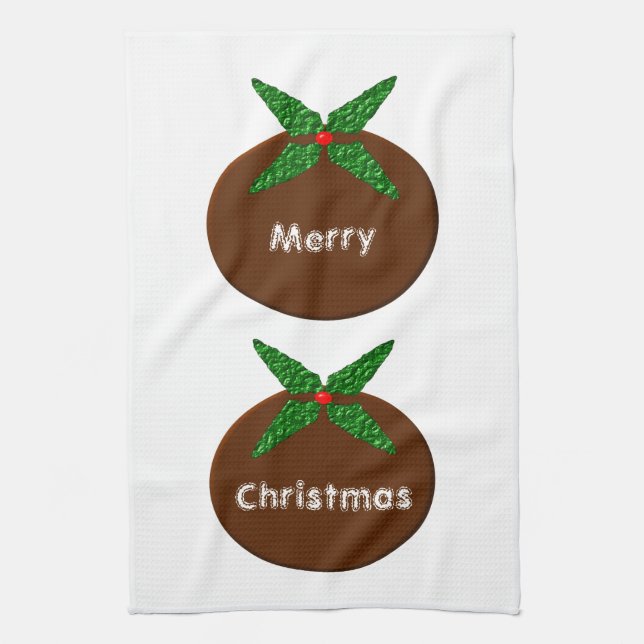 Christmas Pudding Customizable Kitchen Tow Towel (Vertical)