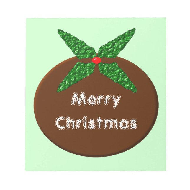 Christmas Pudding Customizable Notepad (Front)