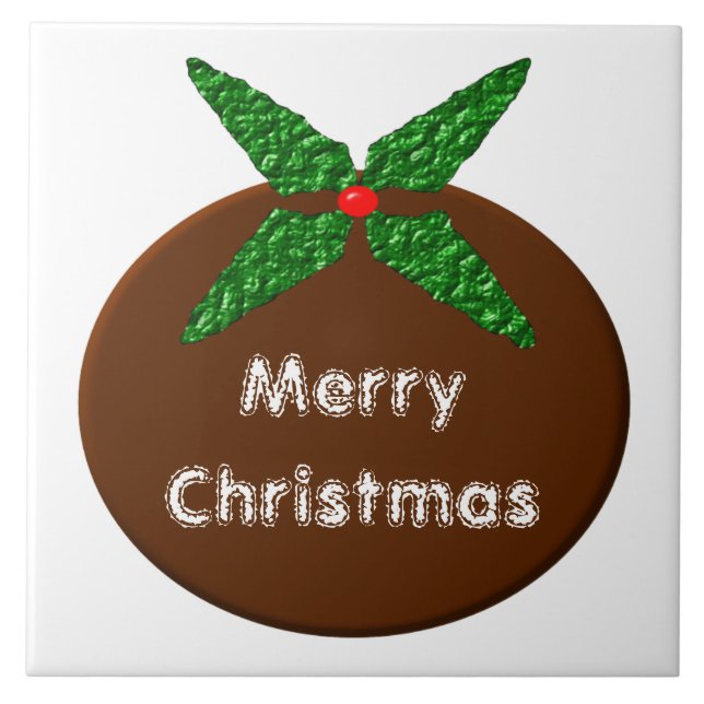Christmas Pudding Customizable Tile (Front)