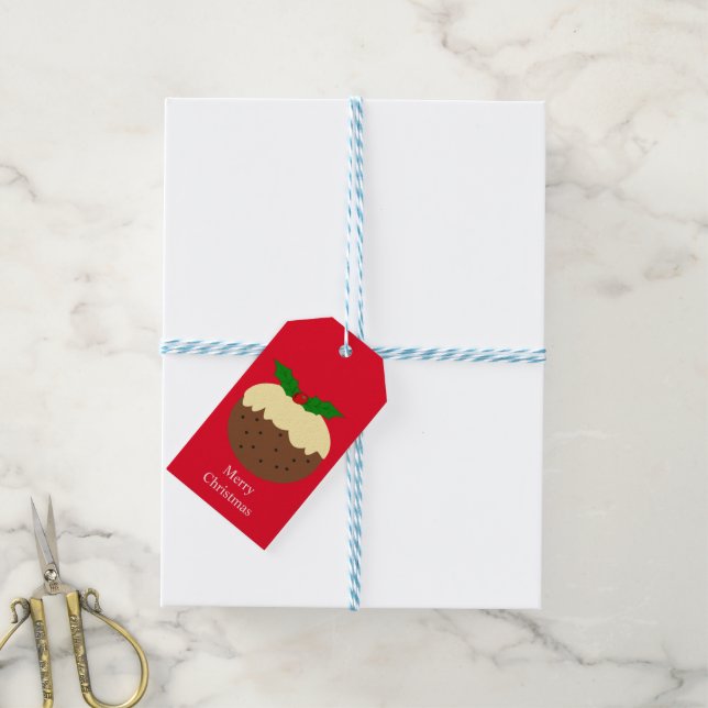 Christmas Pudding Design Christmas Gift Tags (With Twine)