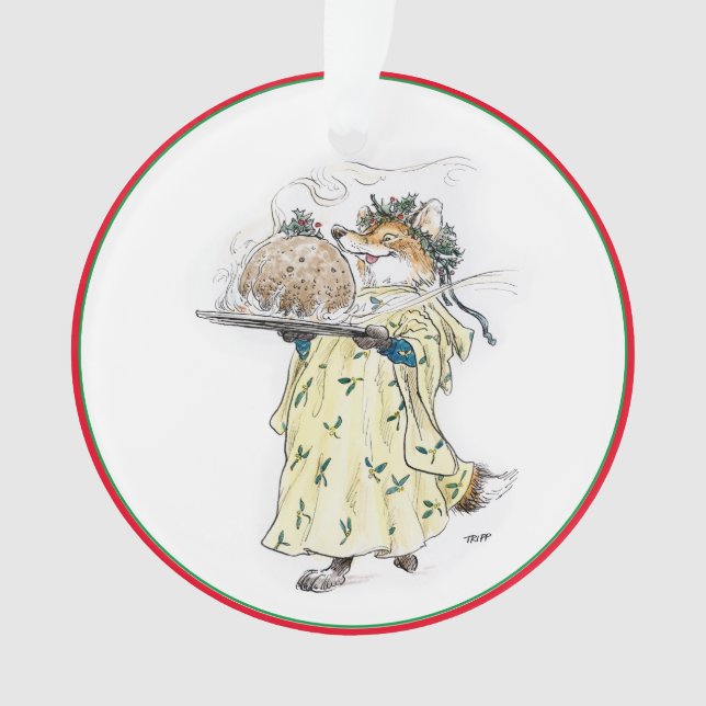 Christmas Pudding Fox Ornament (Front)