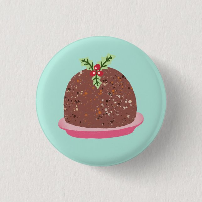 Christmas Pudding Holiday Food Illustration 1 Inch Round Button (Front)