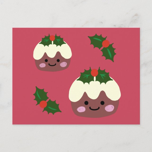 Christmas Pudding Holiday Postcard (Front)