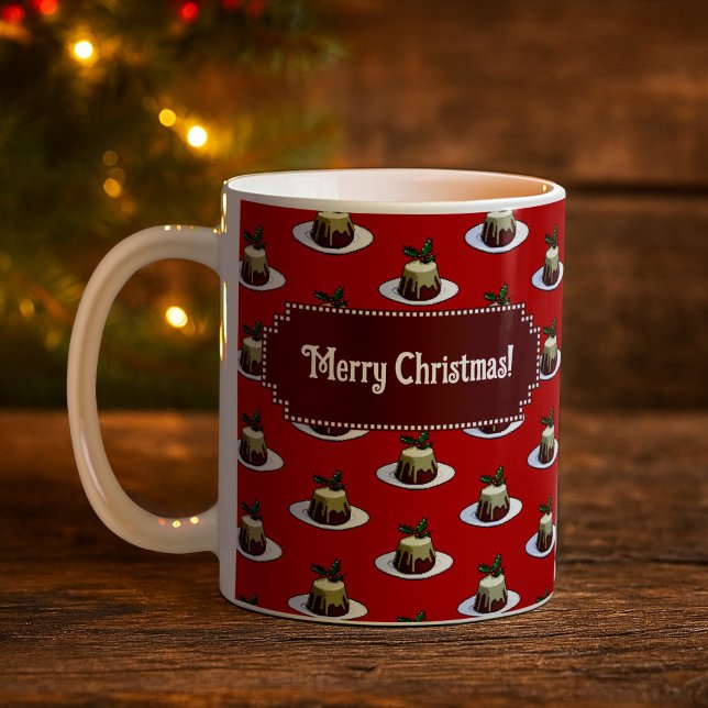 Christmas Pudding Merry Christmas! Holly Pattern Coffee Mug (Creator Uploaded)