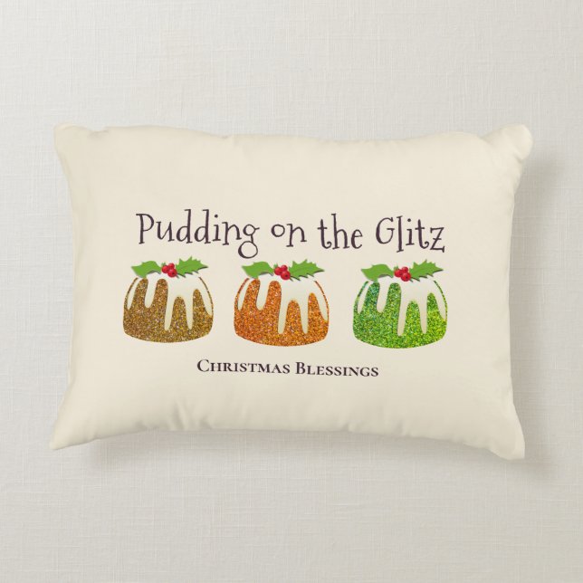 Christmas | PUDDING ON GLITZ | Festive Cream Accent Pillow (Back)