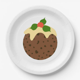 Christmas pudding paper plate