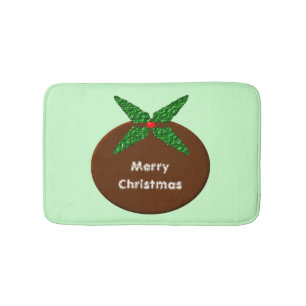 Christmas Pudding Personalized Bath Mat