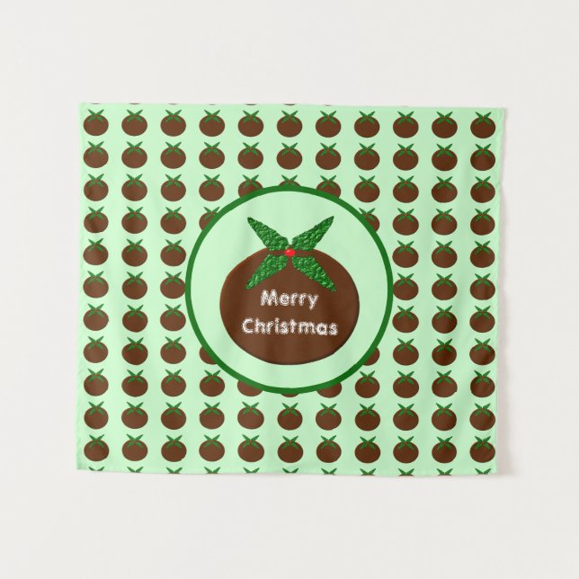 Christmas Pudding Personalized Tapestry (Front (Horizontal))