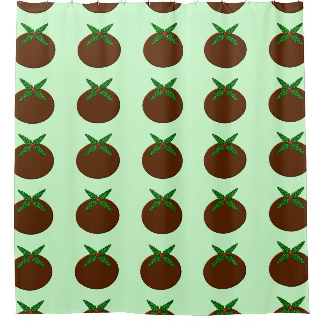 Christmas Pudding Shower Curtain (Front)