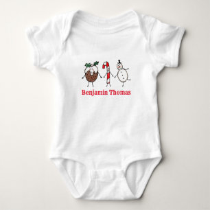 Christmas Pudding, Snowman and Candy Cane T-Shirt Baby Bodysuit