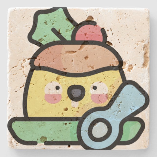 christmas pudding stone coaster (Front)