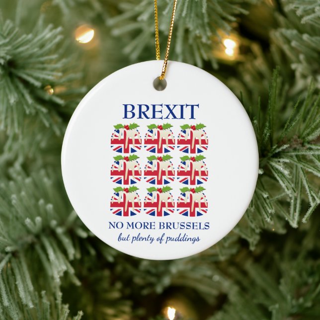 Christmas Pudding | Union Jack | BREXIT Ceramic Ornament (Tree)