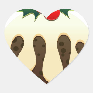 christmas puddings heart sticker