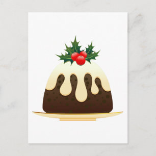 christmas puddings holiday postcard